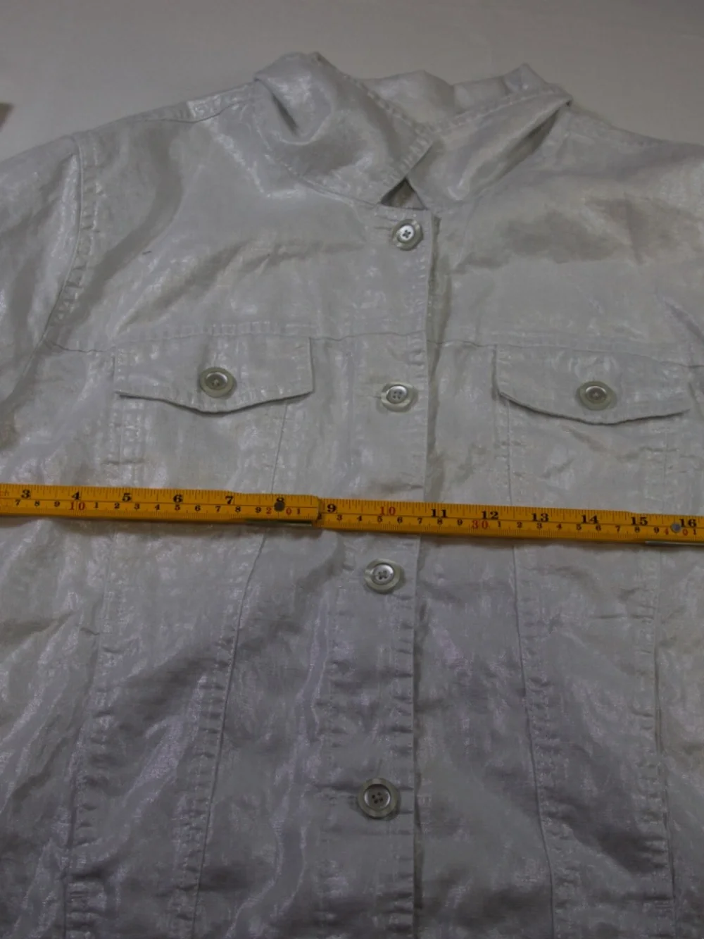 Tommy Bahama Womens Linen Jacket White Shimmer Button Front Large L - Picture 5 of 6